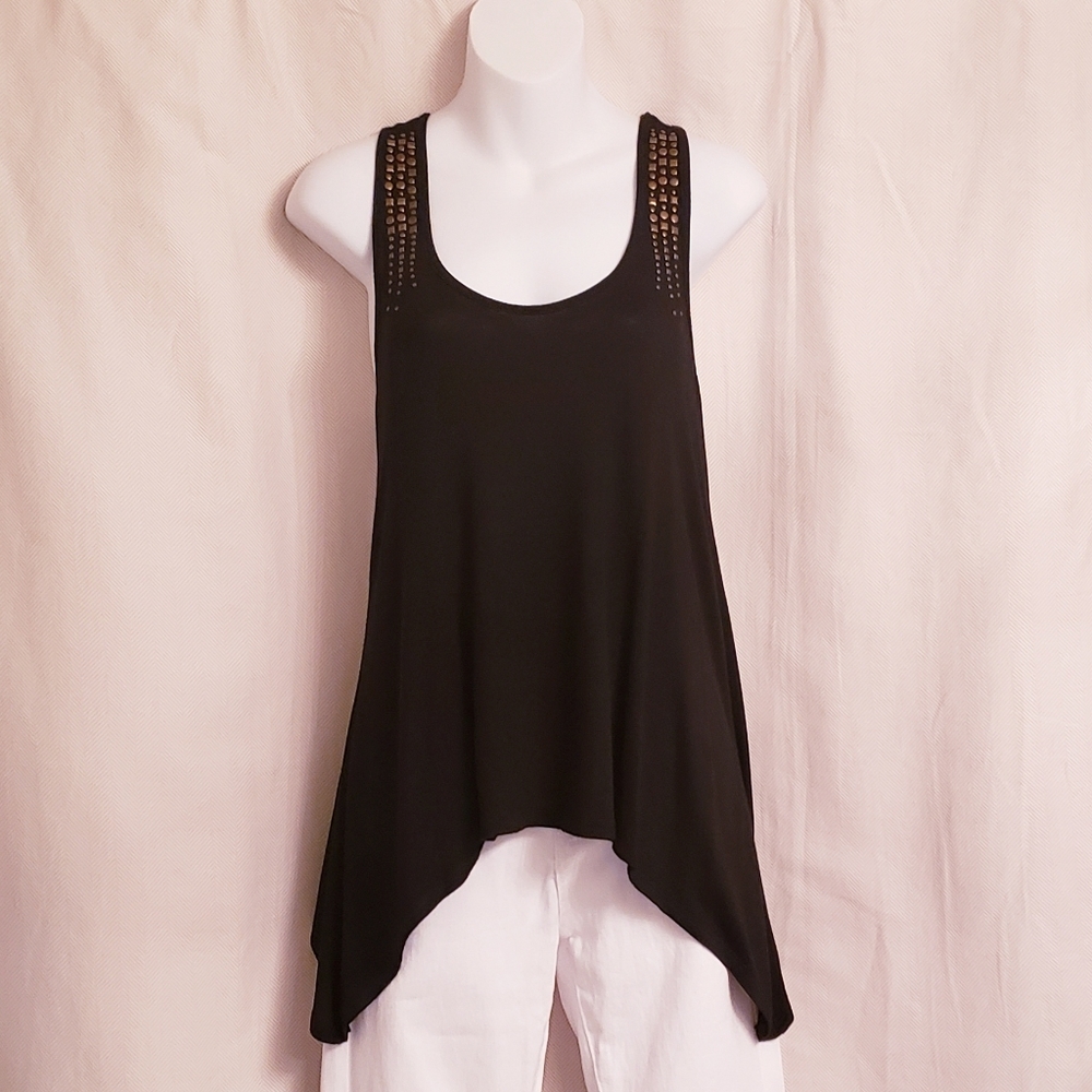 Pretty Good Black Tank with Gold Studs